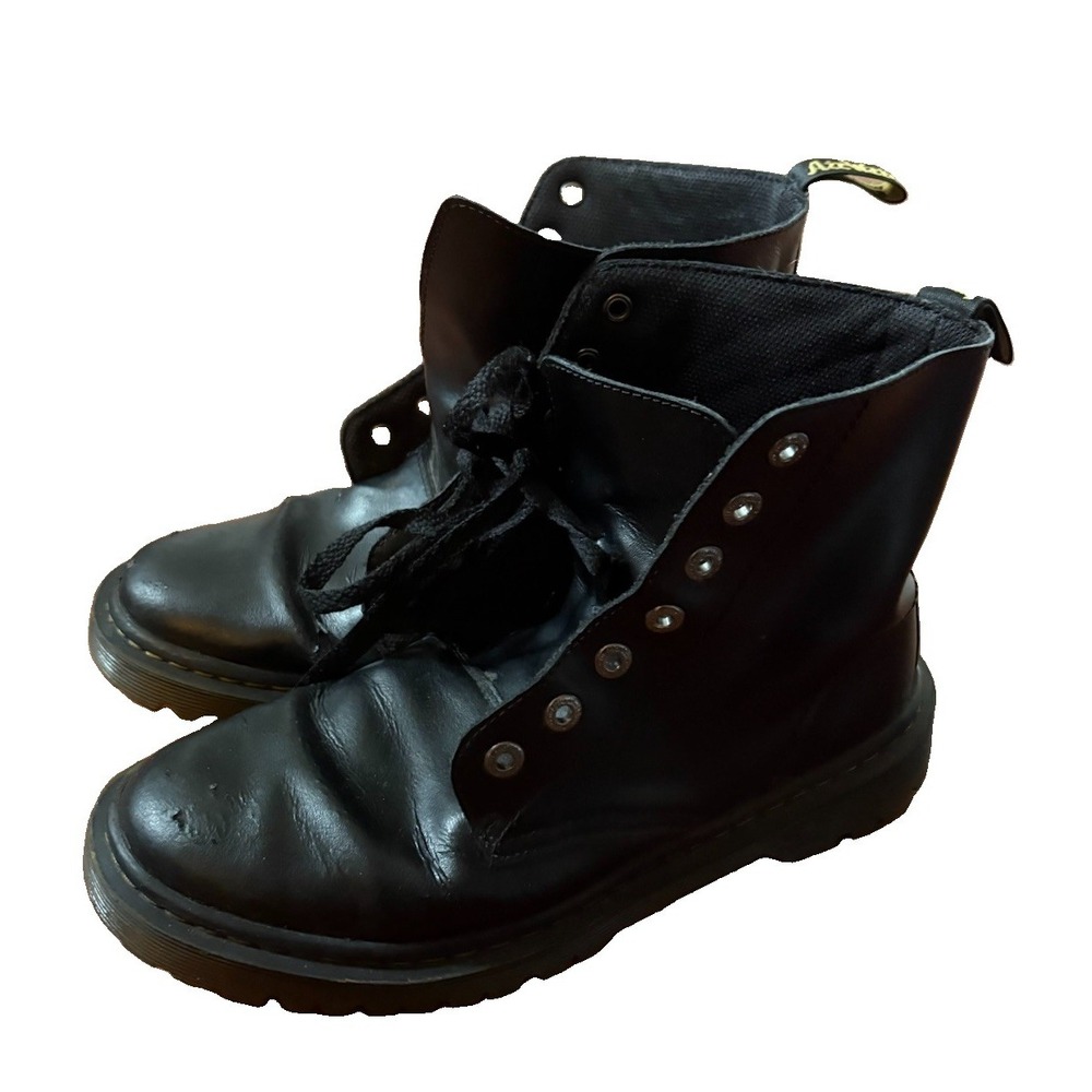 Dr Doc Martens Luana Air Wair Black Leather Combat Boots US Women's Size 9 US